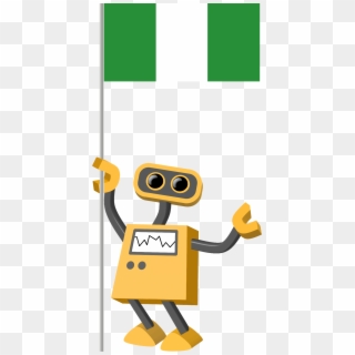 Flag Bot, Nigeria - Robot Holding Flag Clipart