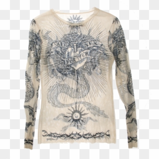 Jean Paul Gaultier Mesh Longsleeve Top Tattoo 90s Rare - Long-sleeved T-shirt Clipart