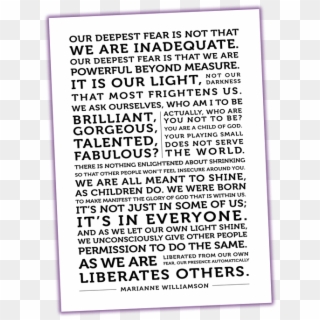 Our Deepest Fear , Png Download - Our Deepest Fear Quote Clipart