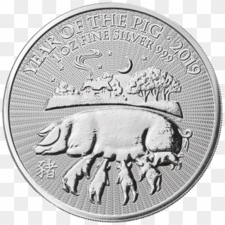 Lunar 2019 Year Of The Pig 1 Oz Silver Coin - Year Of The Pig 2019 Silver Coin Clipart
