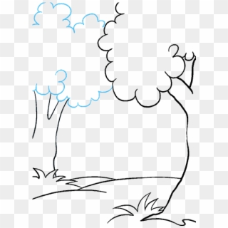 Forest Clipart Horizon - Easy Cartoon Forest Drawing - Png Download