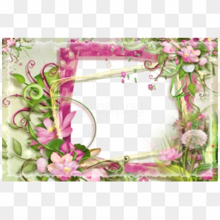Free Png Pink And Green Flowers Png Frame Png Images - Nature Photo Frame In Png Clipart