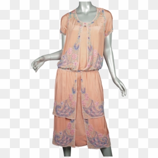 1920s Beaded Flapper Dress Salmon Silk Superb Clipart
