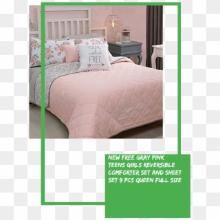 New Free Gray/pink Teens Girls Reversible Comforter - Bedroom Clipart