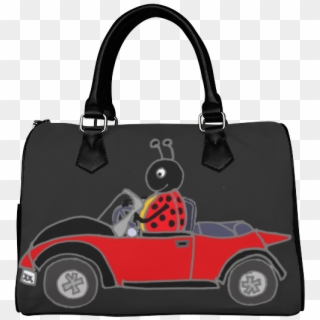 Funny Ladybug Driving Red Convertible Car Boston Handbag - Handbag Clipart