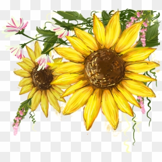 Common Sunflower Clip Art Image Watercolor - Sunflower Design Fabric Painting - Png Download