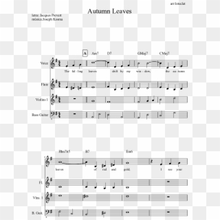 Autumn Leaves Sheet Music Composed By Arr - Autumn Leaves Violin Notes Clipart