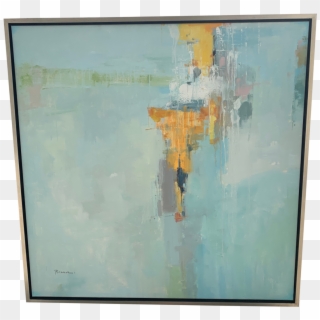 Original Abstract Oil On Canvas In Floating Silver - Painting Clipart