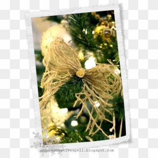 Wide Weave Burlap Mesh, Tie It Into A Bow, Add A Simple - Christmas Ornament Clipart