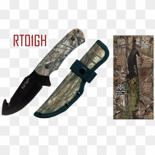 Realtree's Xtra Camo Gut Hook Knife W/ Green Camo Handle - Hunting Knife Clipart