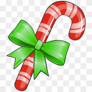 Transparent Christmas Candy Cane With Green Bow Png Clipart