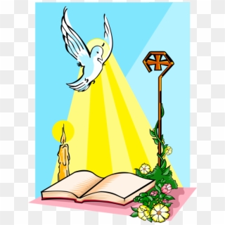 Vector Illustration Of Holy Spirit Dove Descending Clipart