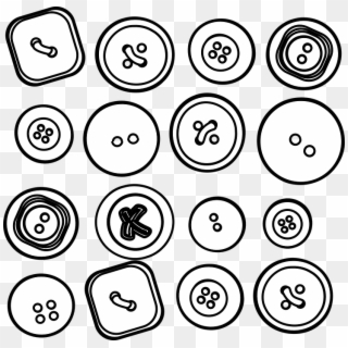 Buttons Fastners Assorted Buttons Sewing Mending - Buttons Clipart Black And White - Png Download