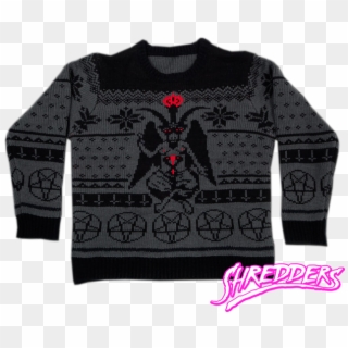 Satanic Knit Baphomet Sweater Shredder Satan Jumper - Baphomet Christmas Sweater Clipart
