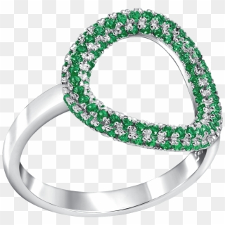 Hoop Sterling Silver Ring Pave Set With Emerald Colour - Bangle Clipart
