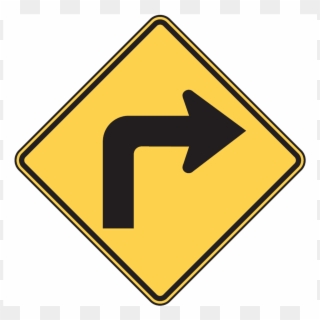 Right Turn Sign Is Used In - Right Turn Ahead Sign Clipart