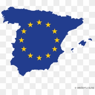 Eu Flag Vector Map Of Spain - Spain Svg Clipart