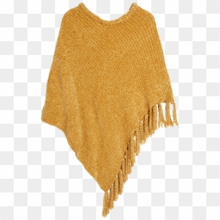 Yellow Poncho With Fringes Yellow - Wool Clipart