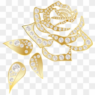 Gold Rose With Diamonds Png Clip Art Image - Rose Gold Rose Symbol Transparent Png