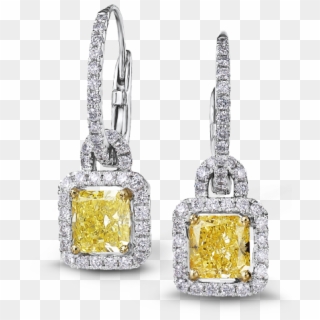 Shimansky Fancy Yellow Diamond Halo Drop Earrings - Earrings Clipart