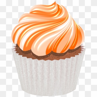 Clipart Cupcake Orange - Orange Frosting Cupcake Clipart - Png Download