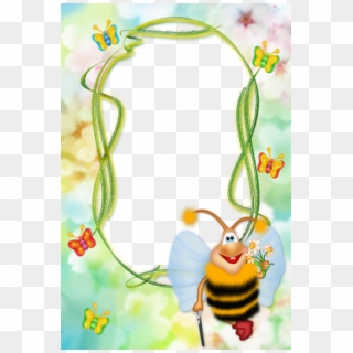Cute Kids Transparent Photo Frame With Bee Png - Bee Frame Transparent Clipart
