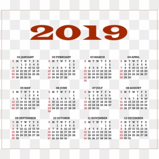2019 Calendar Png Free Download Clipart