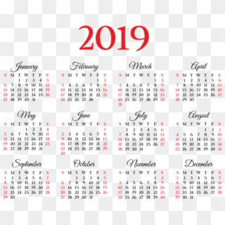 Free Png 2019 Calendar Png - Calendar 2019 Png File Clipart
