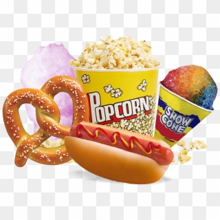 We Rent Party Concessions, Such As Popcorn, Cotton - Cotton Candy Hot Dogs And Popcorn Clipart
