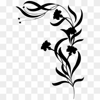 Flower Vine Silhouette - Drawing Black And White Flowers Clipart