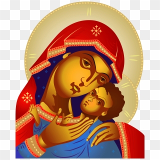 Virgin Mary And Baby Jesus Png Clip Art - Virgin Mary Emoji Transparent Png