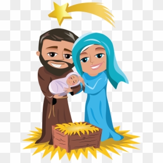 Png Royalty Free Christmas Jesus Clipart - Mary And Joseph Cartoon Transparent Png