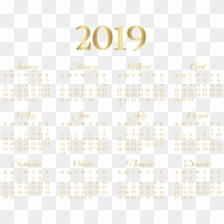 Free Png 2019 Calendar Gold Png - 2019 Calendar In Gold Clipart