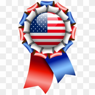 Usa Flag Rosette Ribbon Png Clipart Image - Circle Transparent Png