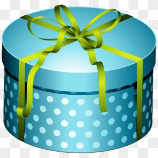 Blue Round Present Box With Bow Png Clipart - Round Box Clipart Transparent Png