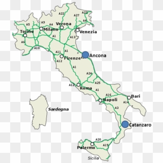 Italy Export Map - Italy Highway Network Clipart