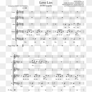 Love Lies - Satb Acapella - Sheet Music Clipart