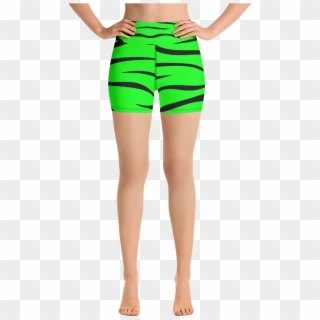 Green Tiger Striped Yoga Shorts - Yoga Pants Clipart