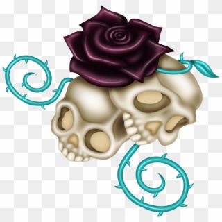 Colorful Skulls, Black Roses, Skull Design, Scrap, - Illustration Clipart