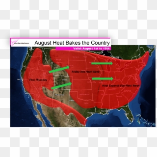 The Heatwave In The West Will Expand Into The Plains - Map Clipart
