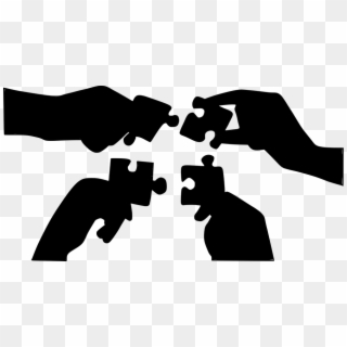 Silhouette Joining Together Puzzle - Teamwork Silhouette Clipart