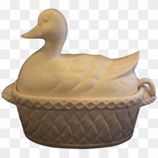 White Duck Soup Gravy Tureen Pottery Signed Japan - American Black Duck Clipart