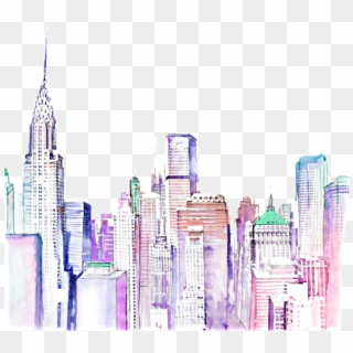#city #cityscapes #background #wallpaper #bilding #house - Pastel Watercolor City Clipart