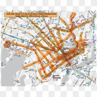 Ac Transit Service During The Oakland Running Festival - Map Clipart