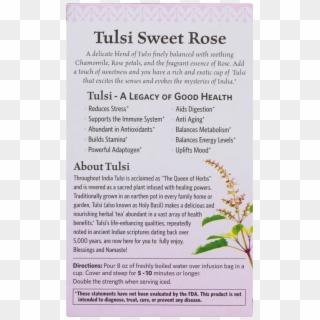 Organic India Tulsi Holy Basil Sweet Rose Herbal Supplement - Tulsi Turmeric Ginger Tea Clipart