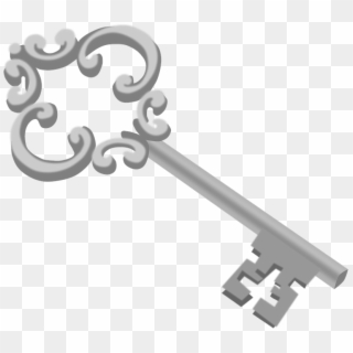 Decorated Key Lock Metal Silver - Silver Key Transparent Background Clipart