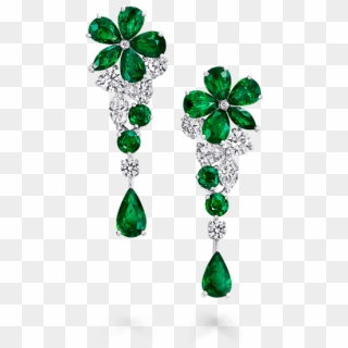 A Pair Of Graff Emeralds And Diamonds Carissa Single - Carissa Single Flower Earrings Clipart