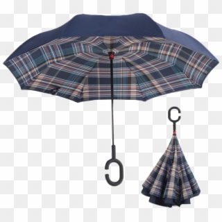 Yesello Green Plaid Rolling Over Reverse Umbrella Double - Parapluie Inversé Clipart