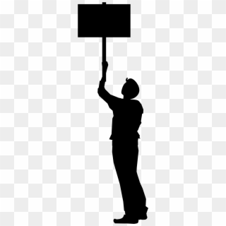 Protest Vector People - Man Holding Flag Silhouette Clipart