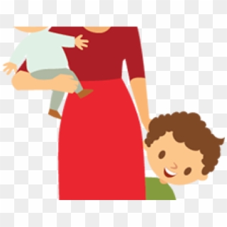 Single Clipart Single Girl - Mother And Two Babies - Png Download